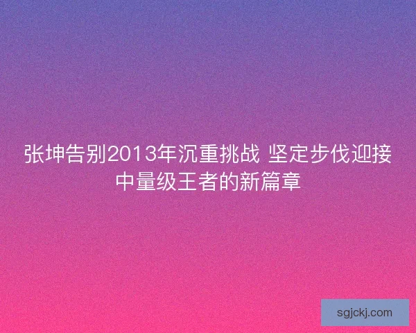 张坤告别2013年沉重挑战 坚定步伐迎接中量级王者的新篇章